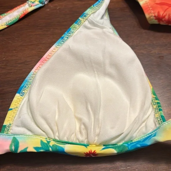 California waves 2005 2pc swimsuit tropical print halter top new large - Picture 12 of 16